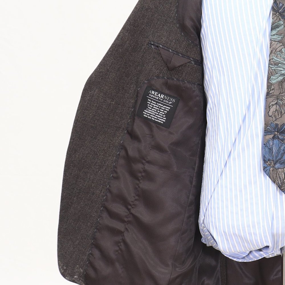 Kenneth Cole 42L Brown Solid 2-Button Sport Coat Blazer Jacket O156 - Picture 9 of 11